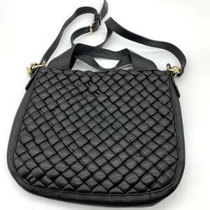 Vince Camuto Leather Handbags Puffy Weave Tote Miki Black Purse